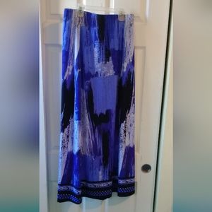 ECI  PURPLE, BLACK AND WHITE MAXI SKIRT, SIZE MEDIUM